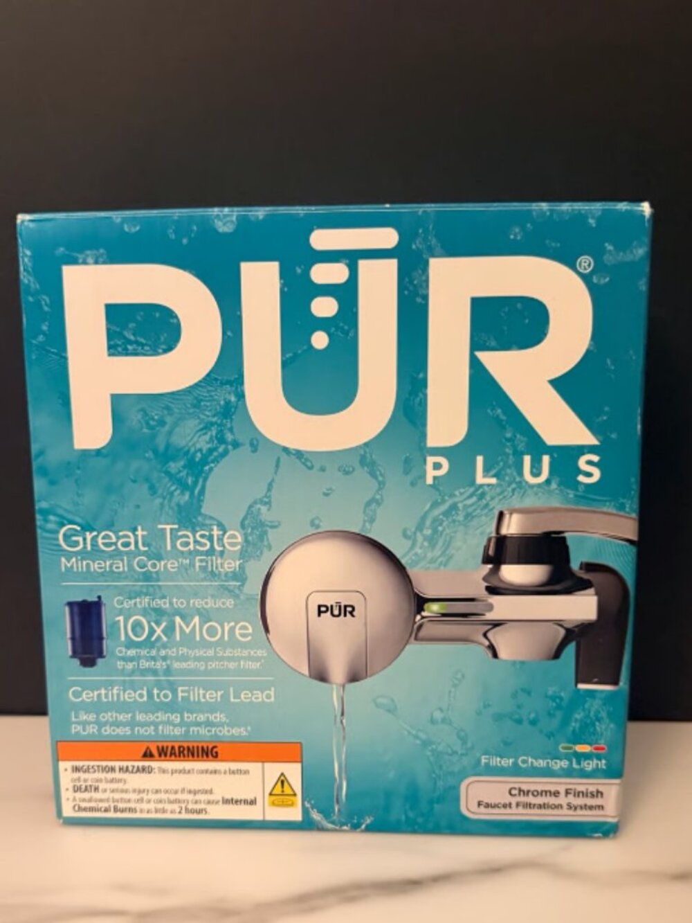 PUR PLUS Chrome Faucet Mount Water Filtration System PFM400H Open Box Unused